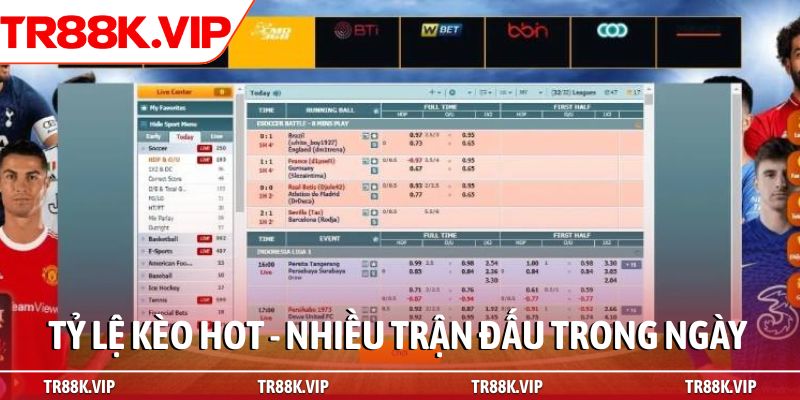 Tỷ lệ kèo hot - nhiều trận đấu trong ngày